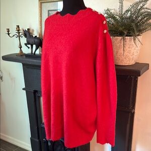 Monsoon Red Crew Neck Sweater Cozy Knit